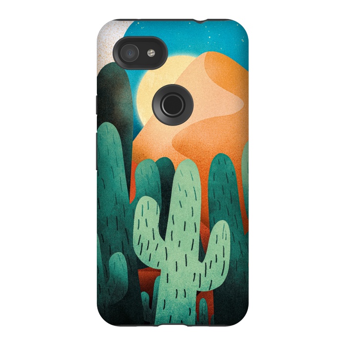 Pixel 3AXL StrongFit Sand cactus mountains by Steve Wade (Swade)