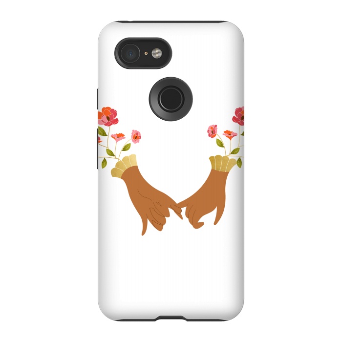 Pixel 3 StrongFit I Pinky Promise | Valentine's Day Love Friendship | Floral Botanical Join Hands Forever by Uma Prabhakar Gokhale