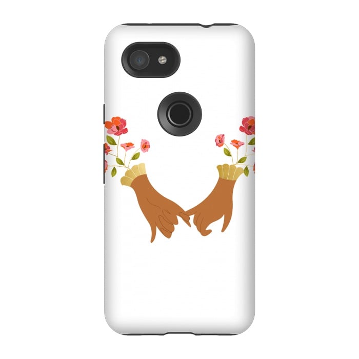 Pixel 3A StrongFit I Pinky Promise | Valentine's Day Love Friendship | Floral Botanical Join Hands Forever by Uma Prabhakar Gokhale