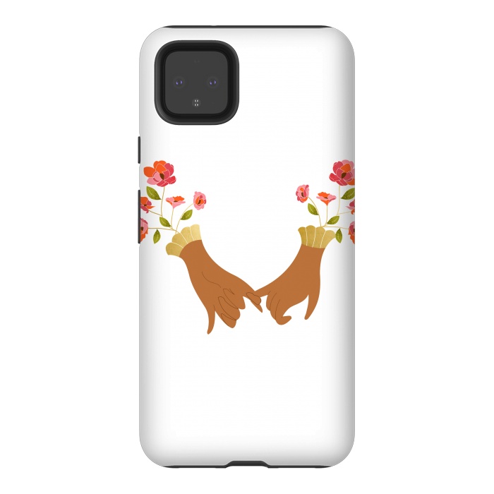 Pixel 4XL StrongFit I Pinky Promise | Valentine's Day Love Friendship | Floral Botanical Join Hands Forever by Uma Prabhakar Gokhale