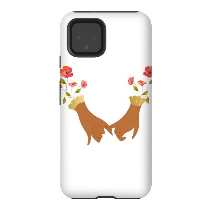 Pixel 4 StrongFit I Pinky Promise | Valentine's Day Love Friendship | Floral Botanical Join Hands Forever by Uma Prabhakar Gokhale