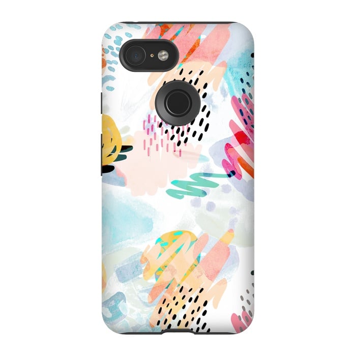 Pixel 3 StrongFit Playful paint splats and brushed doodles by Oana 