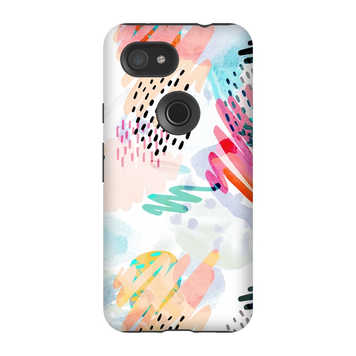 Pixel 3A StrongFit Playful paint splats and brushed doodles by Oana 
