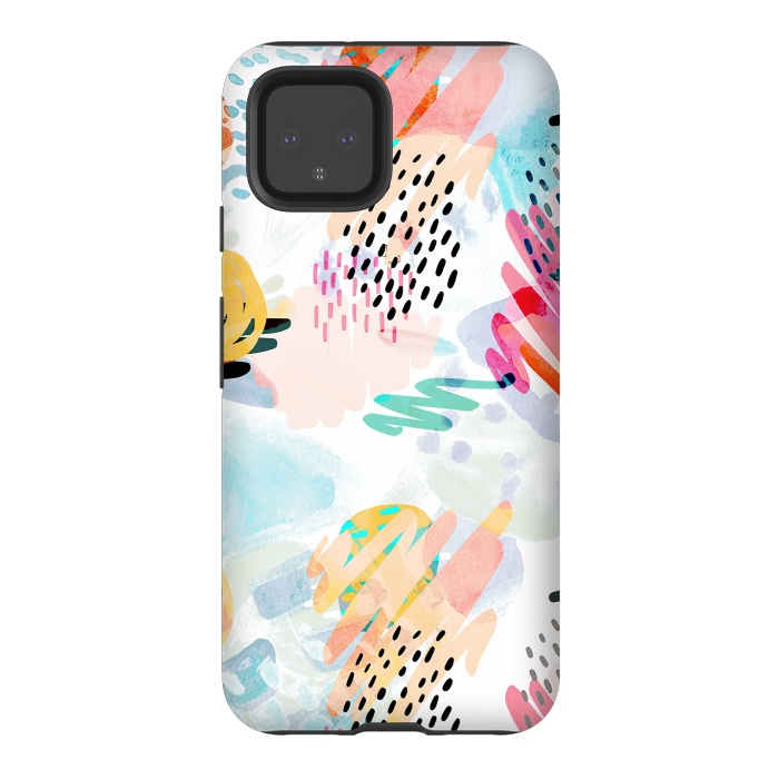 Pixel 4 StrongFit Playful paint splats and brushed doodles by Oana 