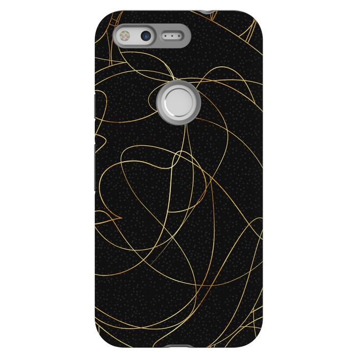 Pixel StrongFit Modern Gold Line Art Gray Dots Abstract Design by InovArts