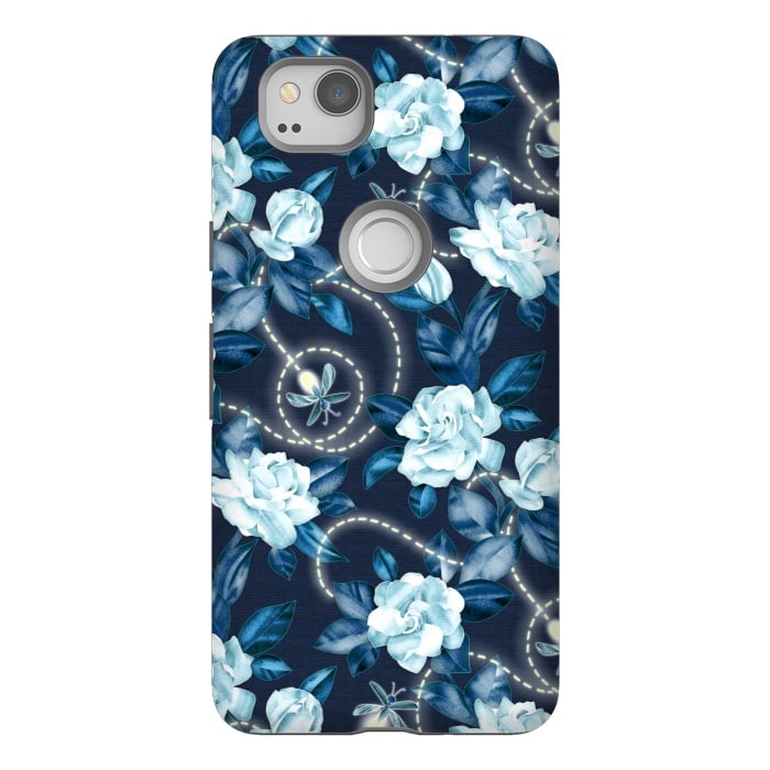 Pixel 2 StrongFit Midnight Sparkles - fireflies and flowers by Micklyn Le Feuvre