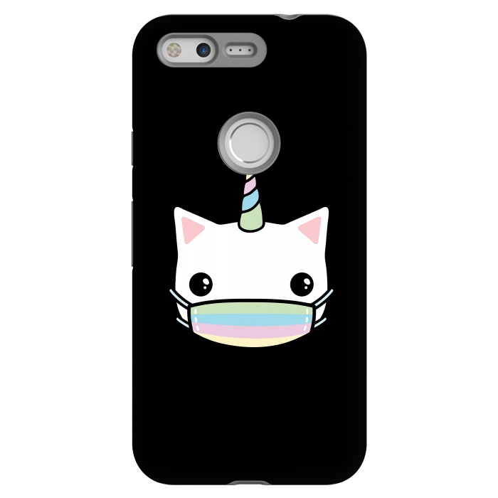 Pixel StrongFit Rainbow face mask cat by Laura Nagel