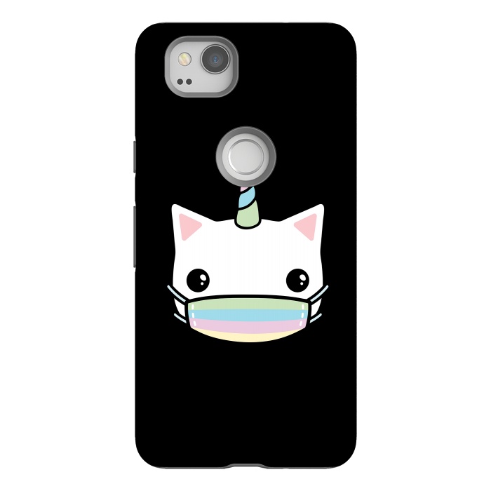 Pixel 2 StrongFit Rainbow face mask cat by Laura Nagel
