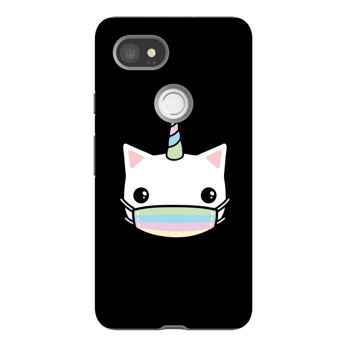 Pixel 2XL StrongFit Rainbow face mask cat by Laura Nagel