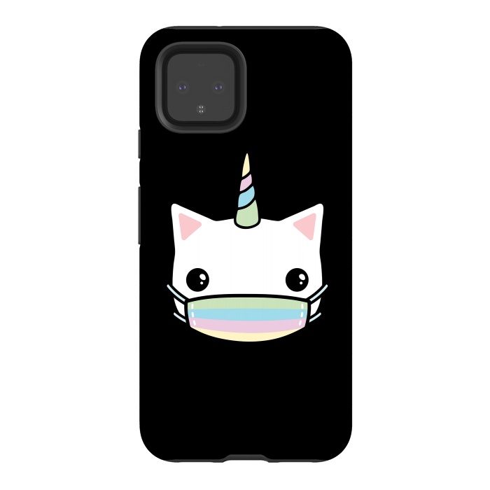 Pixel 4 StrongFit Rainbow face mask cat by Laura Nagel