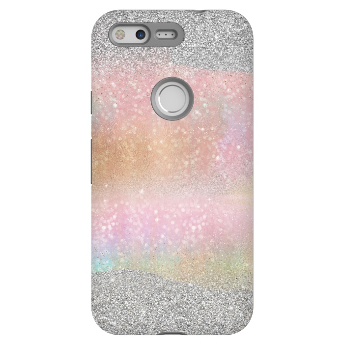 Pixel StrongFit Elegant Silver Gold strokes rainbow glow Glitter abstract image by InovArts