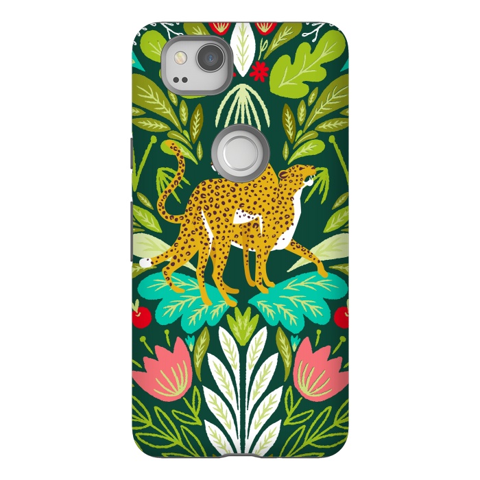 Pixel 2 StrongFit "Cheetah Couple Illustration, Wild Cat Jungle Nature, Mandala Painting, Wildlife Tropical Tiger" by Uma Prabhakar Gokhale