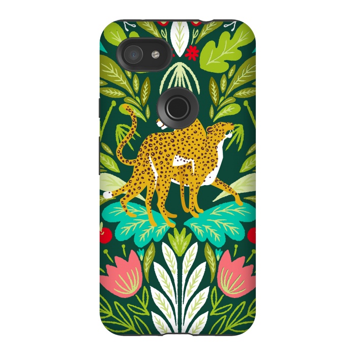 Pixel 3AXL StrongFit "Cheetah Couple Illustration, Wild Cat Jungle Nature, Mandala Painting, Wildlife Tropical Tiger" by Uma Prabhakar Gokhale