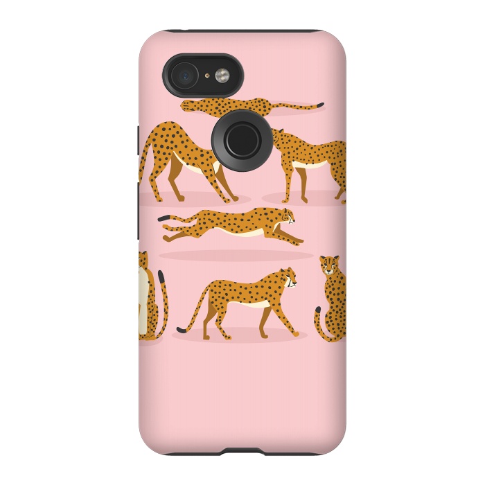 Pixel 3 StrongFit Cheetahs on pink  by Jelena Obradovic