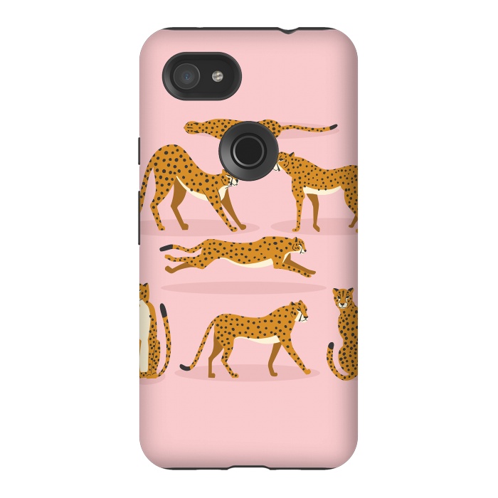 Pixel 3AXL StrongFit Cheetahs on pink  by Jelena Obradovic