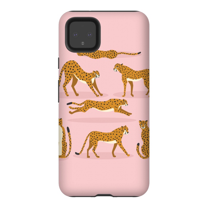 Pixel 4XL StrongFit Cheetahs on pink  by Jelena Obradovic
