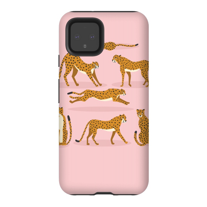 Pixel 4 StrongFit Cheetahs on pink  by Jelena Obradovic