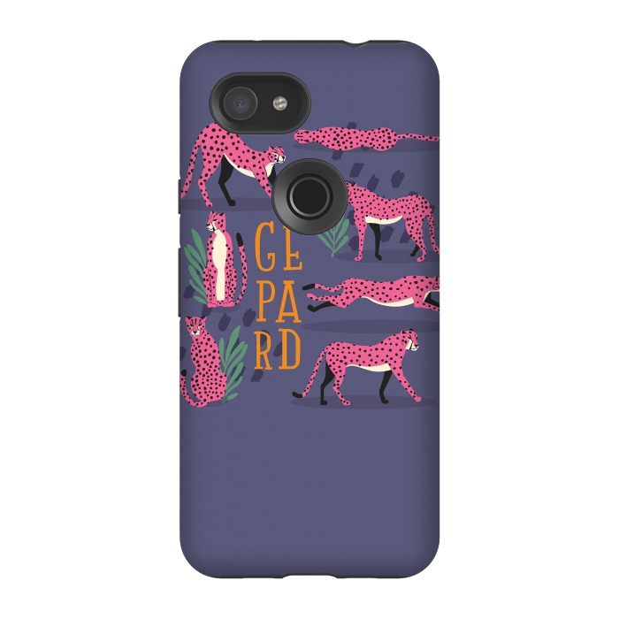 Pixel 3A StrongFit Cheetahs on purple by Jelena Obradovic