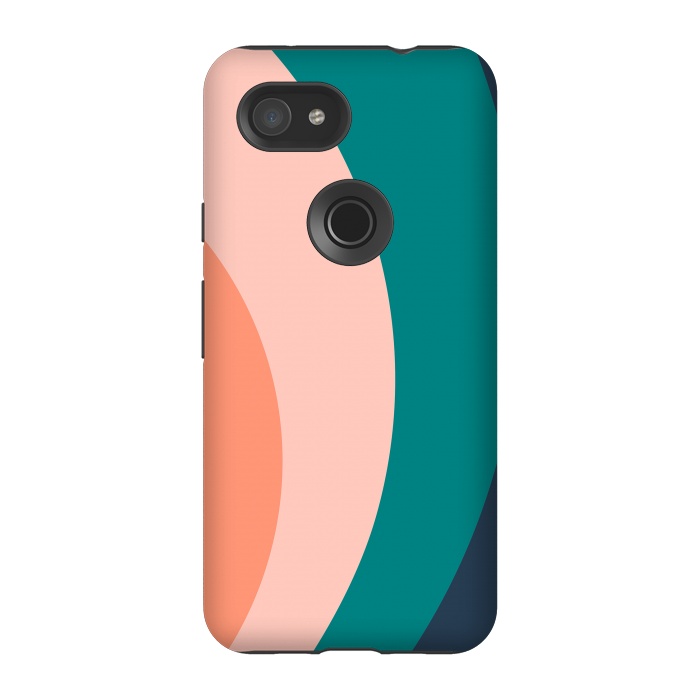 Pixel 3A StrongFit Teal Blush Rainbow by ArtPrInk