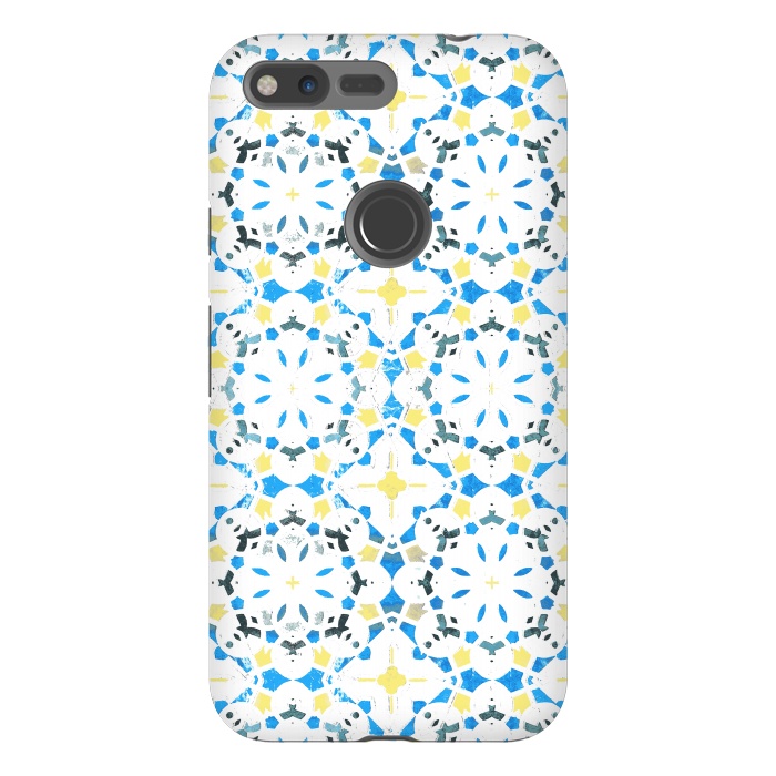 Pixel XL StrongFit Vibrant blue yellow Moroccan tiles by Oana 