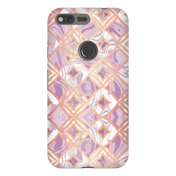 Pixel XL StrongFit Elegant pink rose gold marble tiles by Oana 