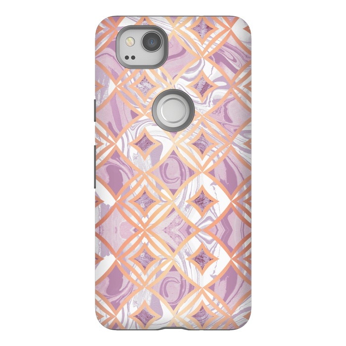 Pixel 2 StrongFit Elegant pink rose gold marble tiles by Oana 