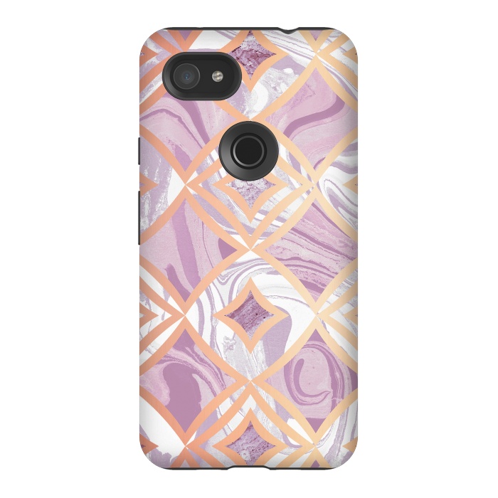 Pixel 3AXL StrongFit Elegant pink rose gold marble tiles by Oana 