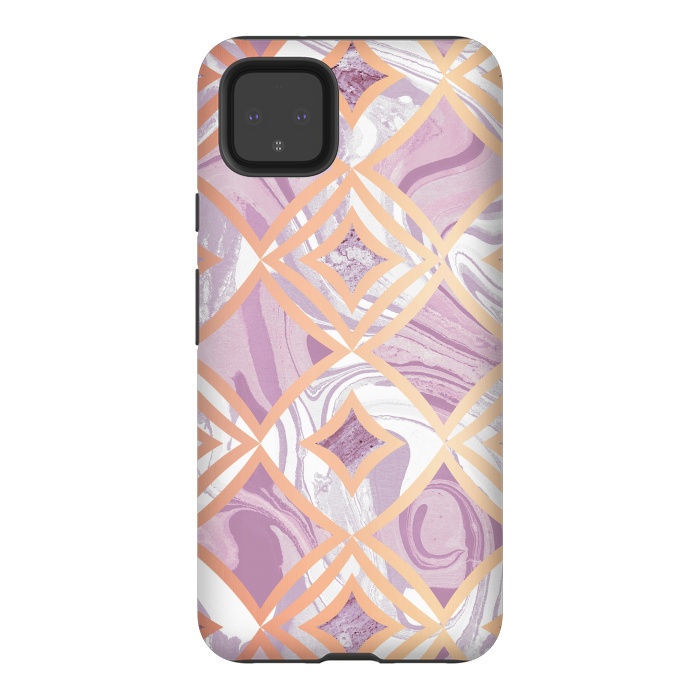 Pixel 4XL StrongFit Elegant pink rose gold marble tiles by Oana 