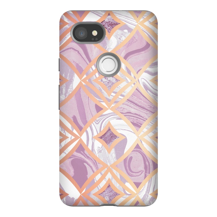 Pixel 2XL StrongFit Elegant pink rose gold marble tiles by Oana 