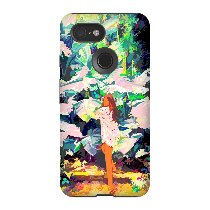 Pixel 3 StrongFit Live Quietly In a Corner Of Nature, Modern Bohemian Woman Jungle Forest Eclectic Painting by Uma Prabhakar Gokhale