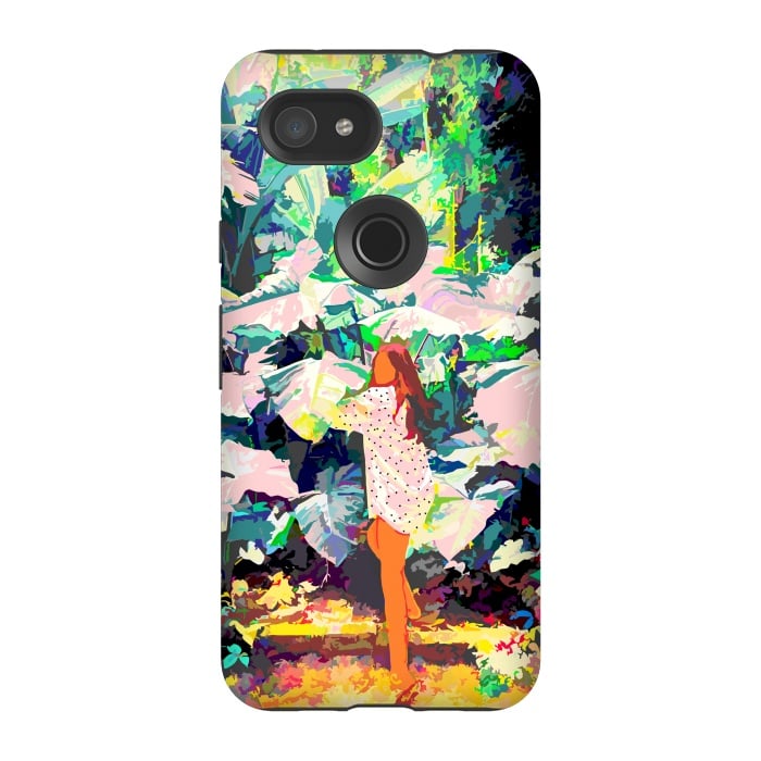 Pixel 3A StrongFit Live Quietly In a Corner Of Nature, Modern Bohemian Woman Jungle Forest Eclectic Painting by Uma Prabhakar Gokhale