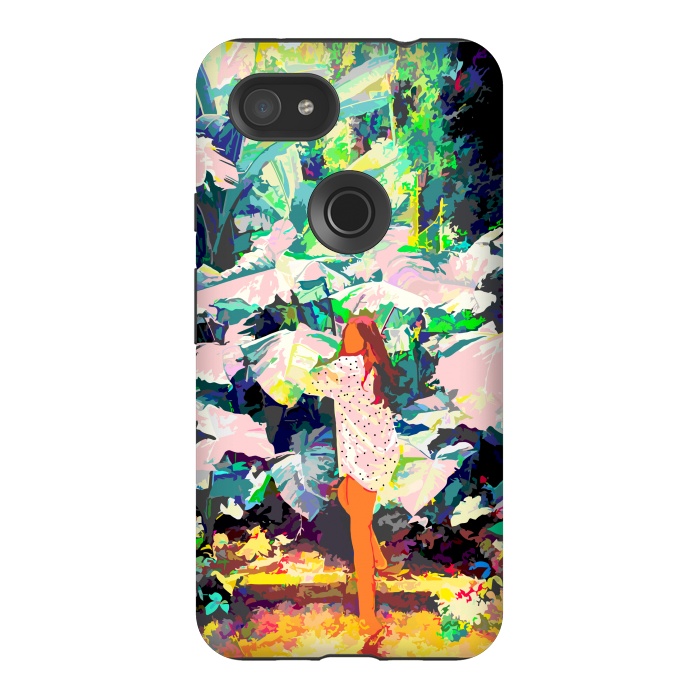 Pixel 3AXL StrongFit Live Quietly In a Corner Of Nature, Modern Bohemian Woman Jungle Forest Eclectic Painting by Uma Prabhakar Gokhale