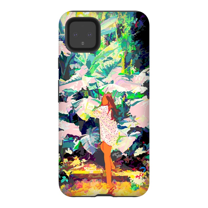 Pixel 4XL StrongFit Live Quietly In a Corner Of Nature, Modern Bohemian Woman Jungle Forest Eclectic Painting by Uma Prabhakar Gokhale