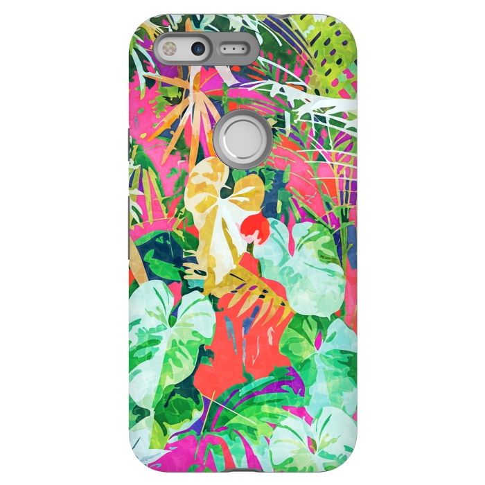 Pixel StrongFit Find Me Where The Tropical Things Are | Jungle Botanical Palm Colorful Painting by Uma Prabhakar Gokhale