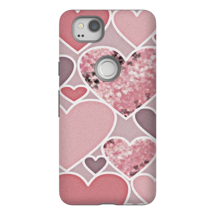 Pixel 2 StrongFit Pink hearts by CAS