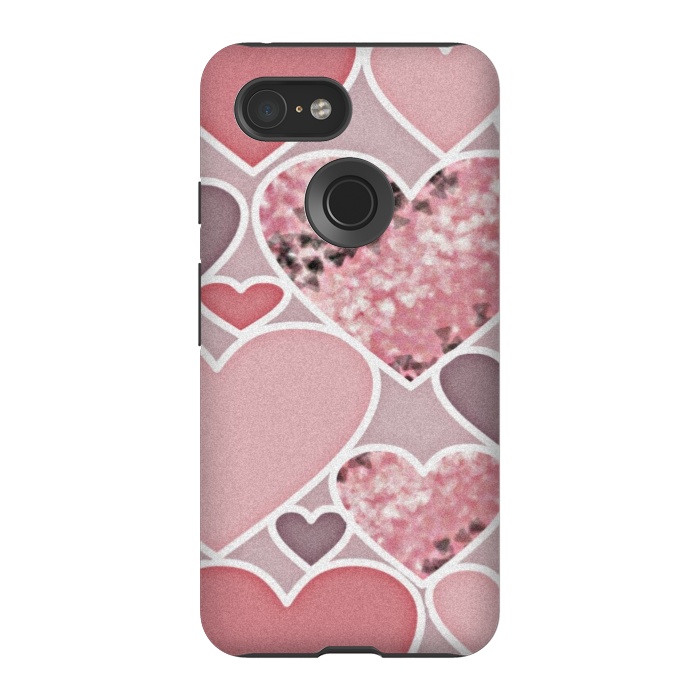 Pixel 3 StrongFit Pink hearts by CAS
