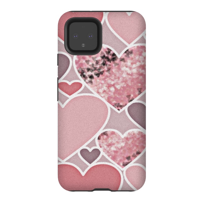 Pixel 4 StrongFit Pink hearts by CAS