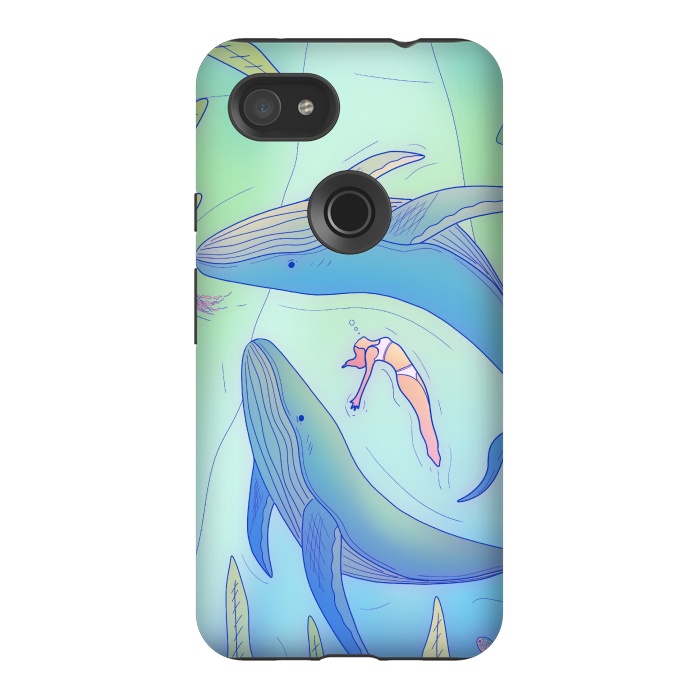 Pixel 3AXL StrongFit The girl and the whales by Steve Wade (Swade)