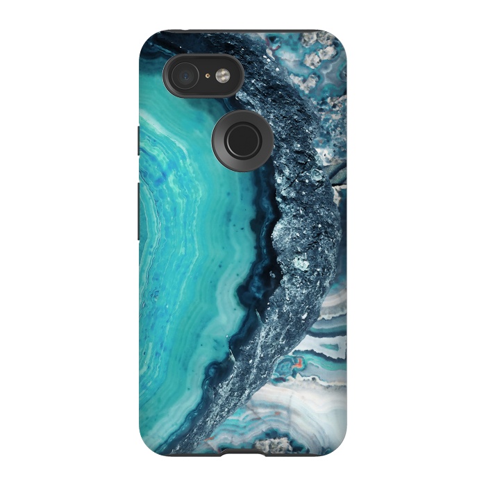 Pixel 3 StrongFit Turquoise silver geode precious stone by Oana 