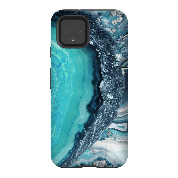 Pixel 4 StrongFit Turquoise silver geode precious stone by Oana 