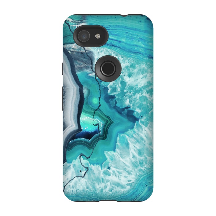 Pixel 3A StrongFit Turquoise agate geode marble by Oana 