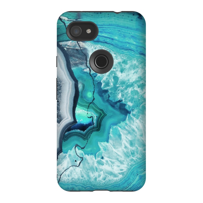 Pixel 3AXL StrongFit Turquoise agate geode marble by Oana 