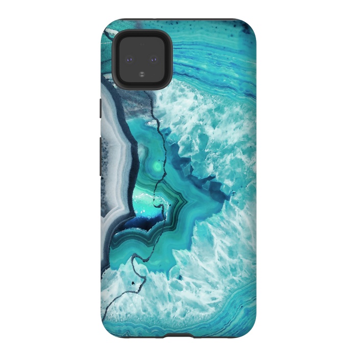 Pixel 4XL StrongFit Turquoise agate geode marble by Oana 