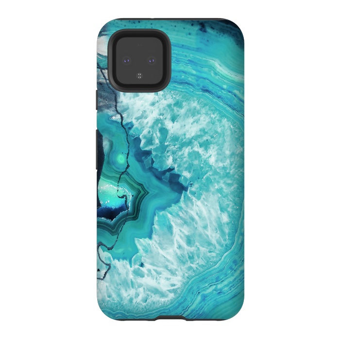 Pixel 4 StrongFit Turquoise agate geode marble by Oana 
