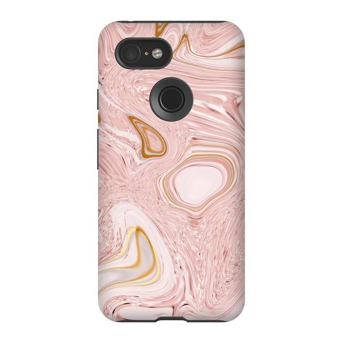 Pixel 3 StrongFit Golden pink marble by Martina