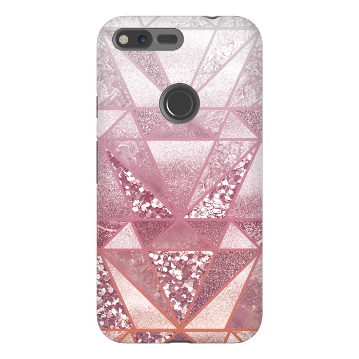 Pixel XL StrongFit Pink and rose gold gradient glitter tiles by Oana 