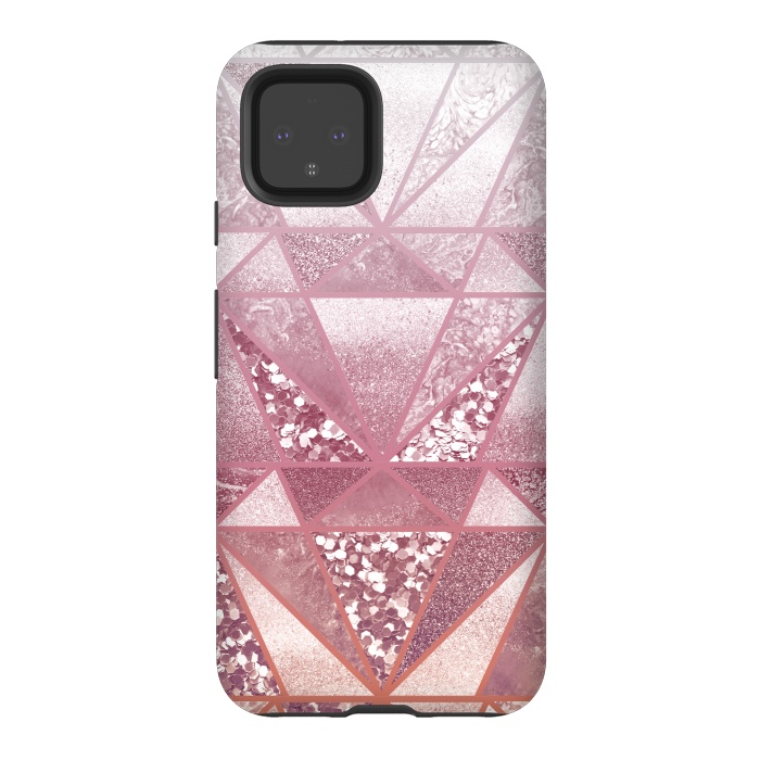 Pixel 4 StrongFit Pink and rose gold gradient glitter tiles by Oana 