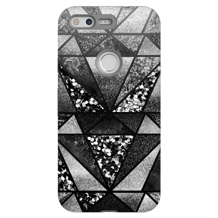 Pixel StrongFit Black and silver glitter sparkle triangles by Oana 