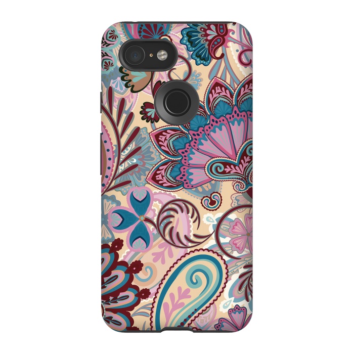 Pixel 3 StrongFit Paisley Flowers Design by ArtsCase