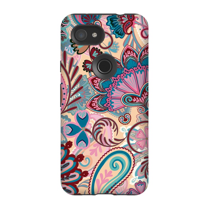 Pixel 3A StrongFit Paisley Flowers Design by ArtsCase